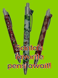 Decorative Christmas Pens - Black Ink