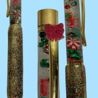 Holiday Gold w/ Red & Green Glitters and Poly Clay Shapes