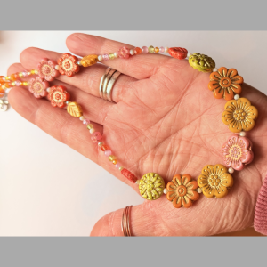 Czech Glass Flower Garden Style  Necklace