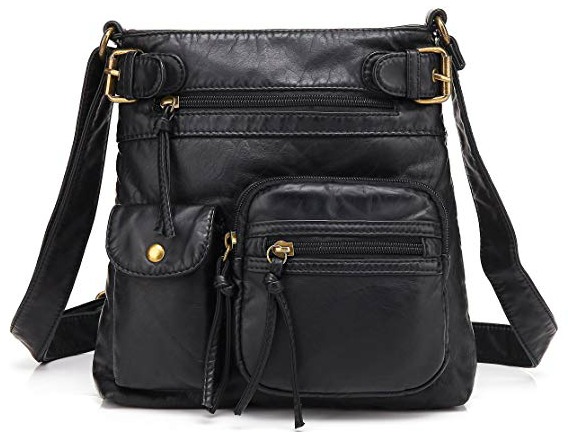 Leather World PU Leather Sling Bag Men Women Cross Body Travel Messenger  (23 x 10x 29 cm) (Black)