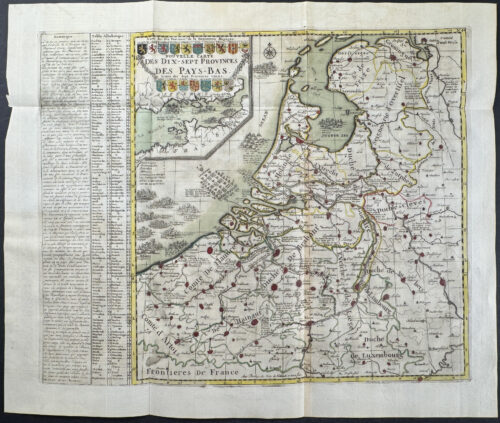 Map of Low Countries and Coats of Arms (Belgium, Netherlands, Luxembourg, Germany)