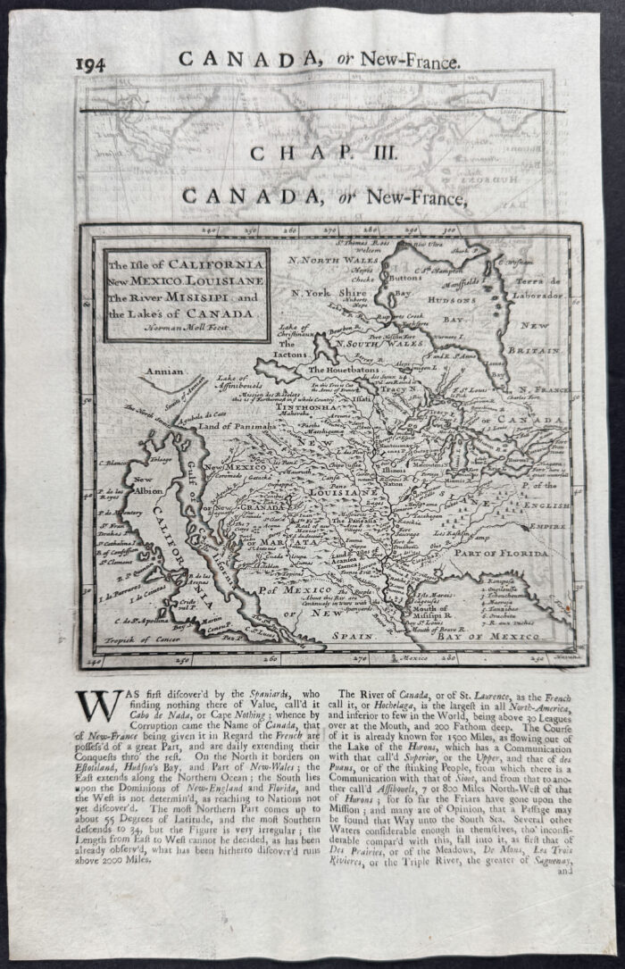 Map of Canada or New France (Isle of California, New Mexico, Louisiane [Louisiana], the River Misisipi [Mississippi River], and the Lakes of Canada [Great Lakes])