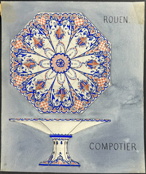 Original Watercolor of French Porcelain Home Designs