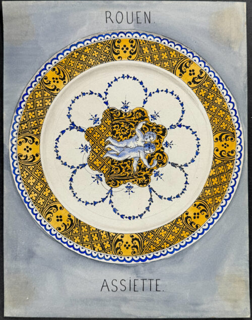 Original Watercolor of French Porcelain Home Designs