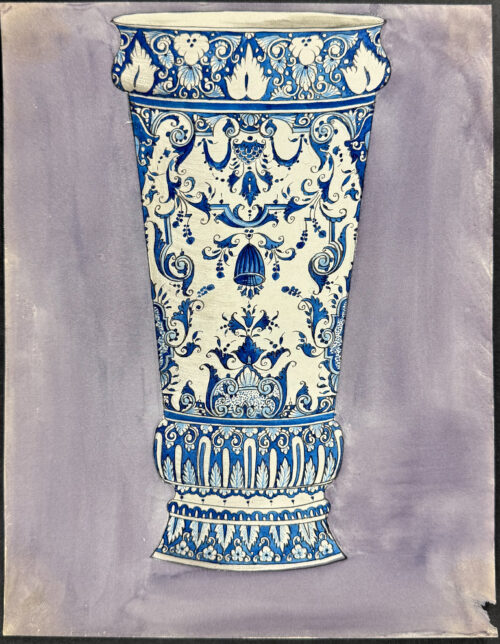 Original Watercolor of French Porcelain Home Designs
