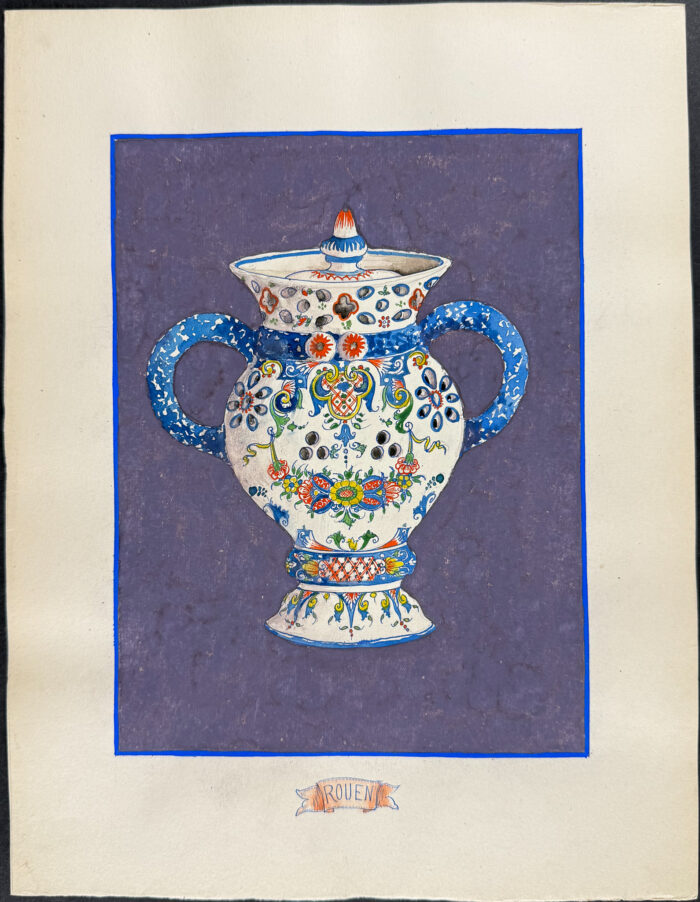 Original Watercolor of French Porcelain Home Designs