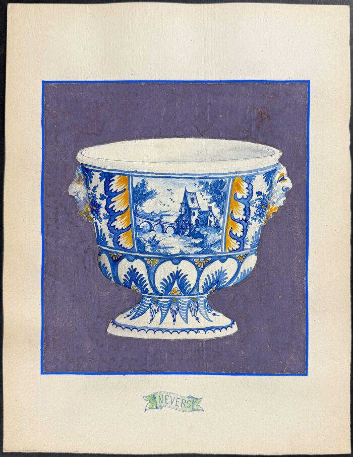 Original Watercolor of French Porcelain Home Designs