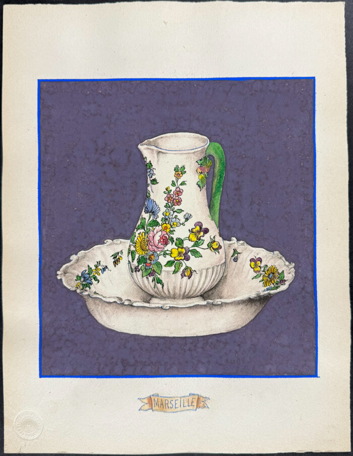 Original Watercolor of French Porcelain Home Designs