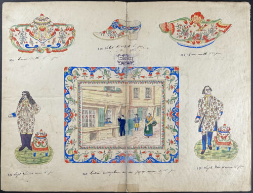 Original Watercolor of French Faince or Porcelain Home Designs