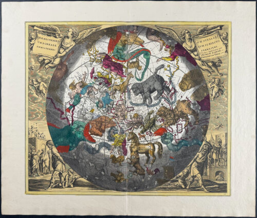 Celestial Chart of the Constellations of the Northern Hemisphere with Terrestial Plane below [Haemisphaerium Stellatum Borealecum Subjecto Haemisphaerio Terrestri]