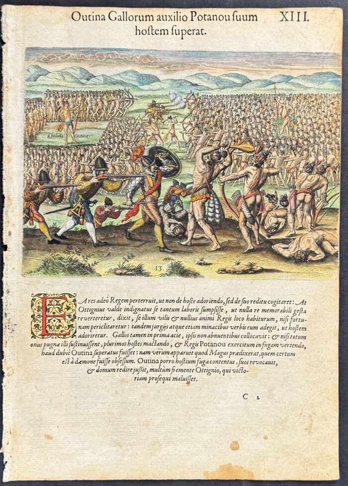 Florida - Outina, supported by the French, gains a victory over his enemy Potanou