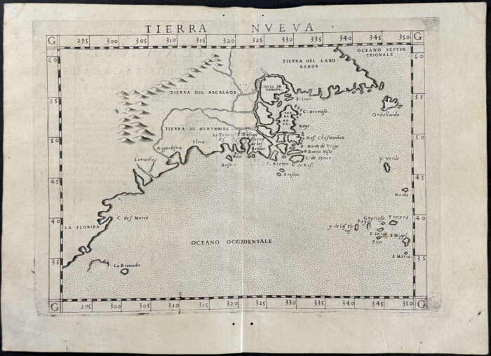 Map of New England or East Coast of America (From Florida to Laborador, Canada)