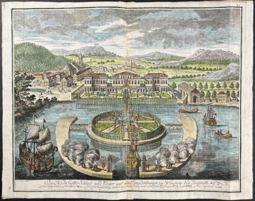 Building, Fountain, & Gardens - Das Hochfürftl Schlof und Weijer auf dmn Brandenburger zu St: Georgen bey Baireith