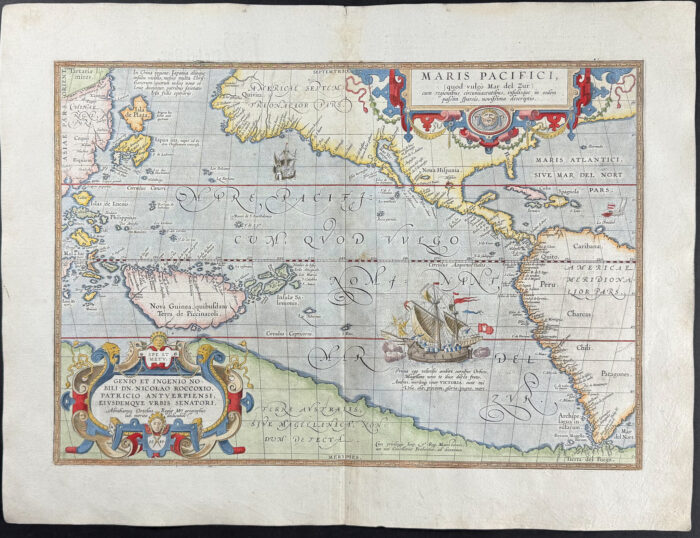 First Printed Map of the Pacific (South Sea) with Americas, part of Asia, New Guinea and Terra Australis