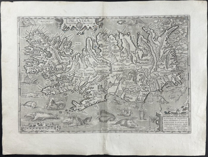 Map of Iceland surrounded by Sea Monsters
