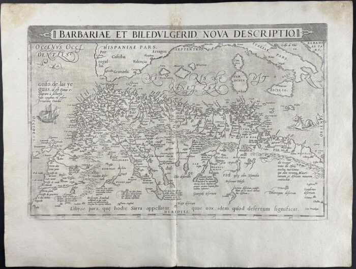 Map of Barbary, North Africa and Mediterranean with Southern Europe