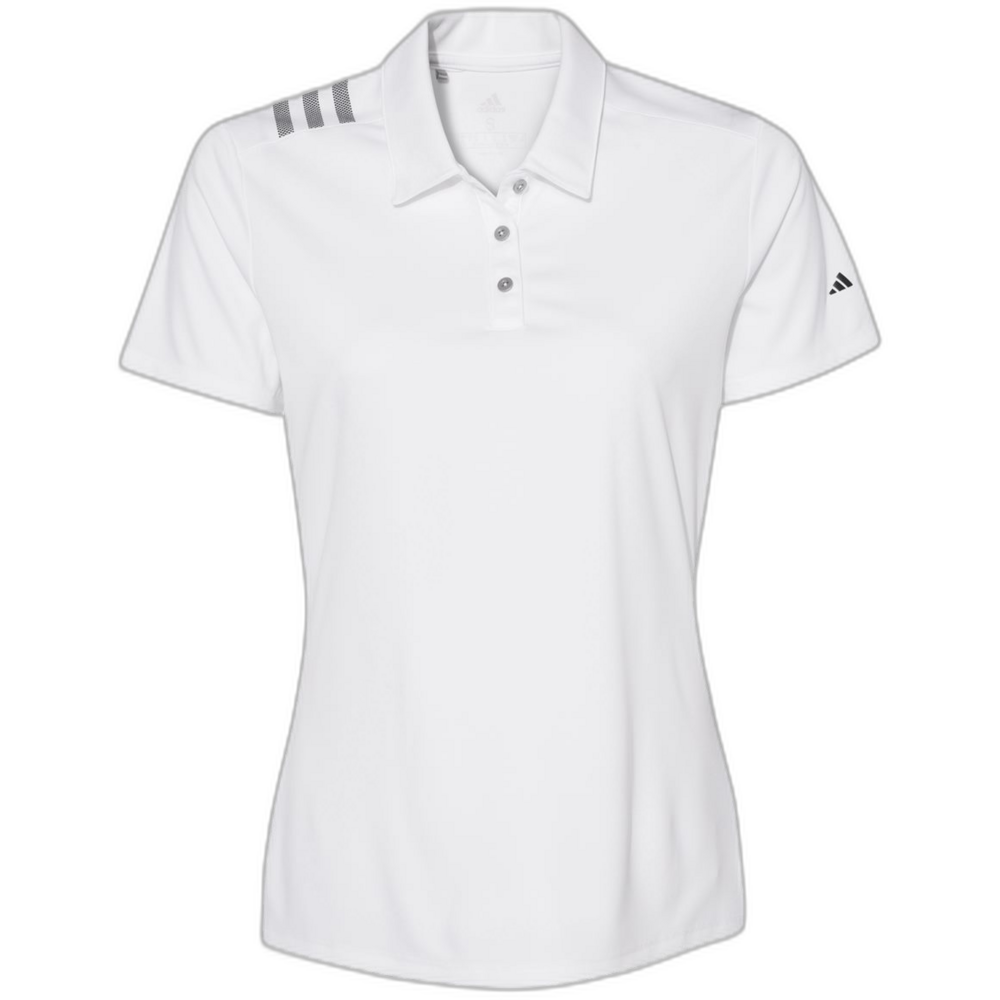 Women's 3-Stripes Shoulder Polo — White/ Black