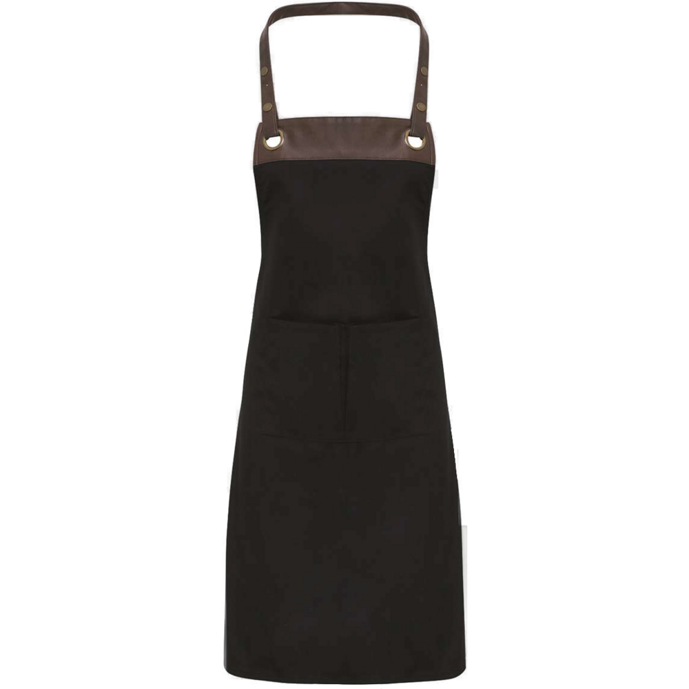 Espresso Bib Apron with Pockets — Black/ Brown