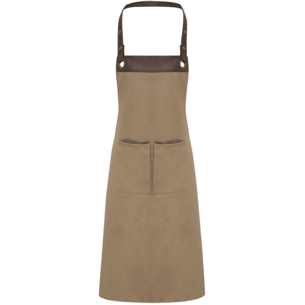 Espresso Bib Apron with Pockets — Khaki/ Brown