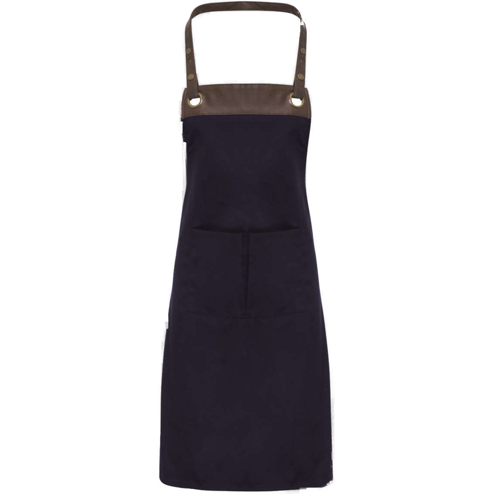 Espresso Bib Apron with Pockets — Navy/ Brown