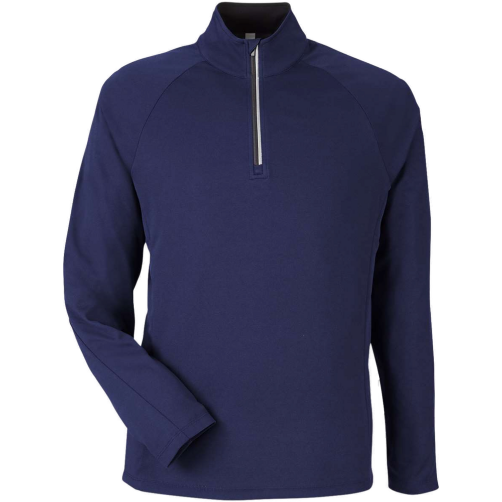 Origin Performance Pique Quarter-Zip Pullover — Classic Navy Heather/ Carbon