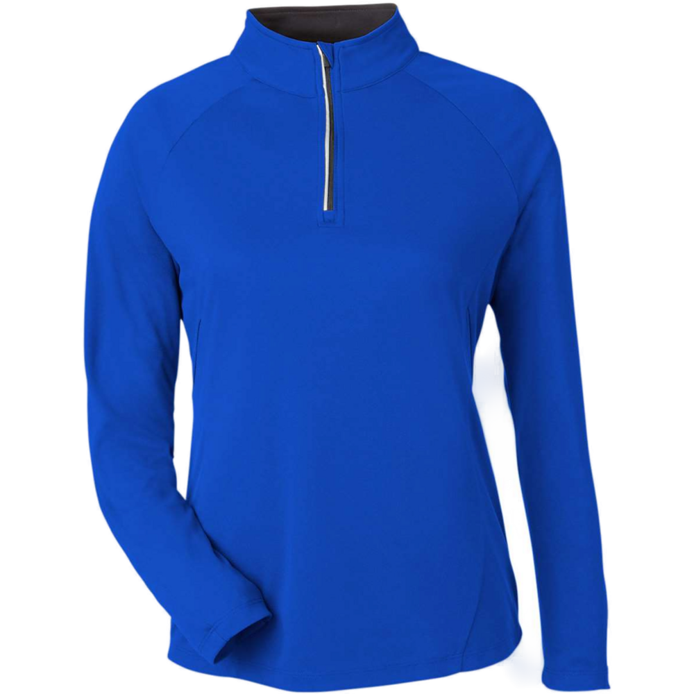 Women's Origin Performance Pique Quarter-Zip Pullover — True Royal/ Carbon