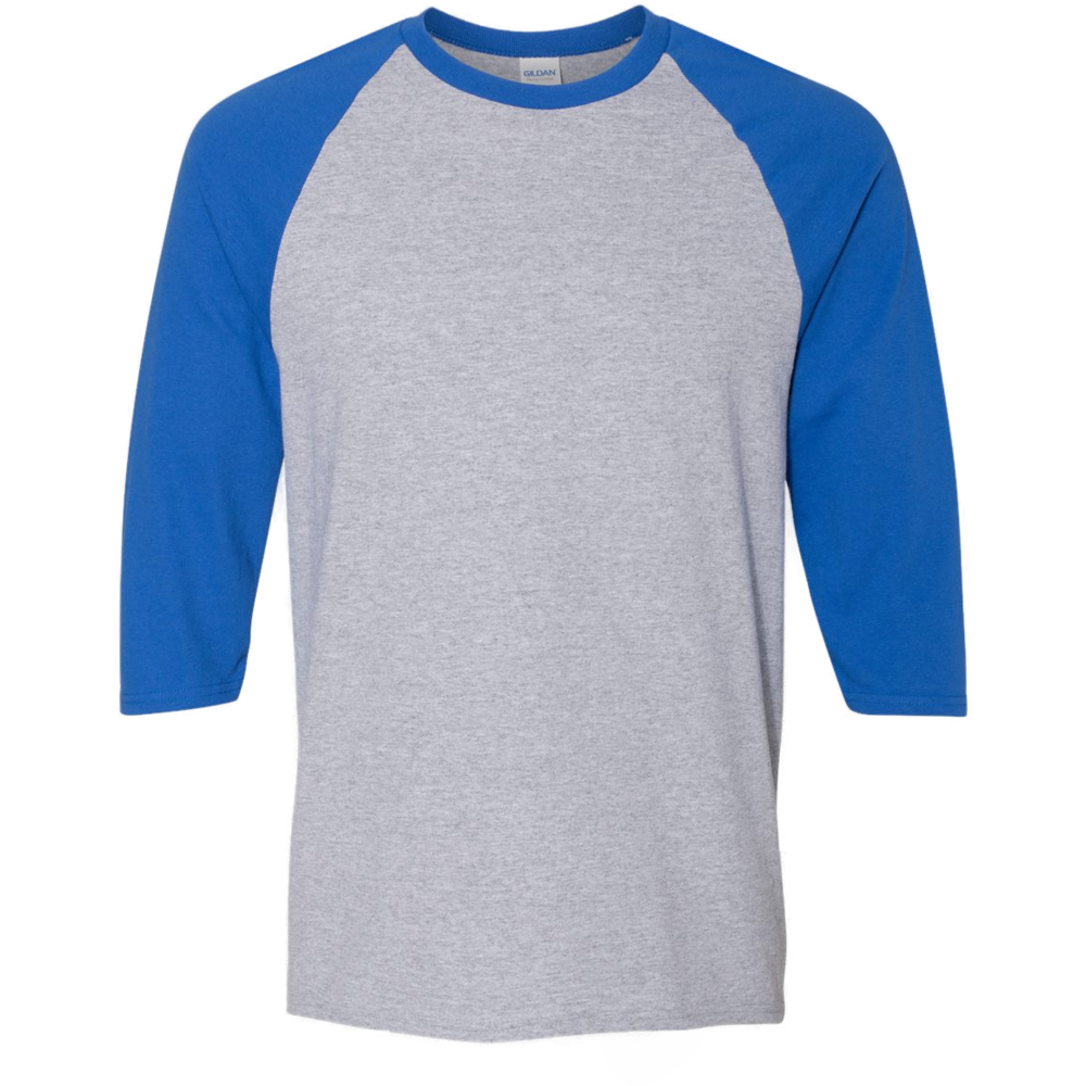 Heavy Cotton™ Raglan Three-Quarter Sleeve T-Shirt — Sport Grey/ Royal