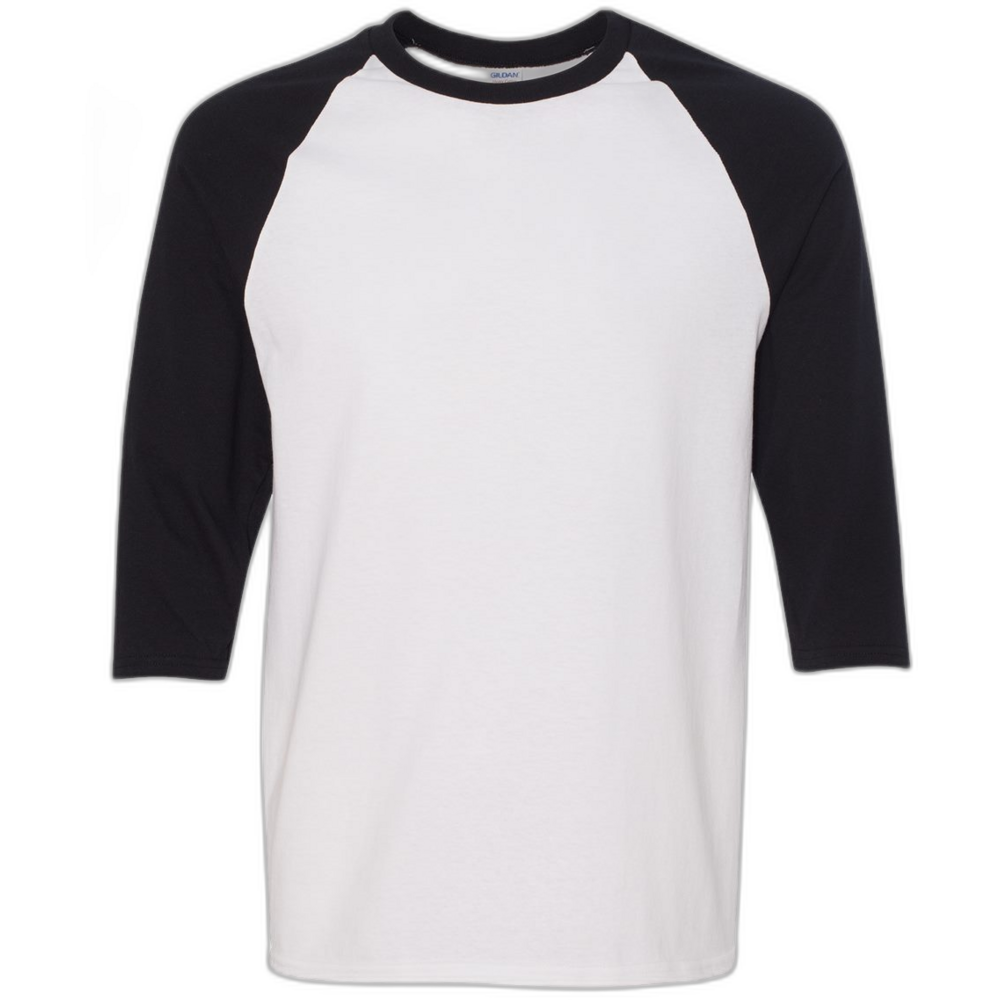 Heavy Cotton™ Raglan Three-Quarter Sleeve T-Shirt — White/ Black