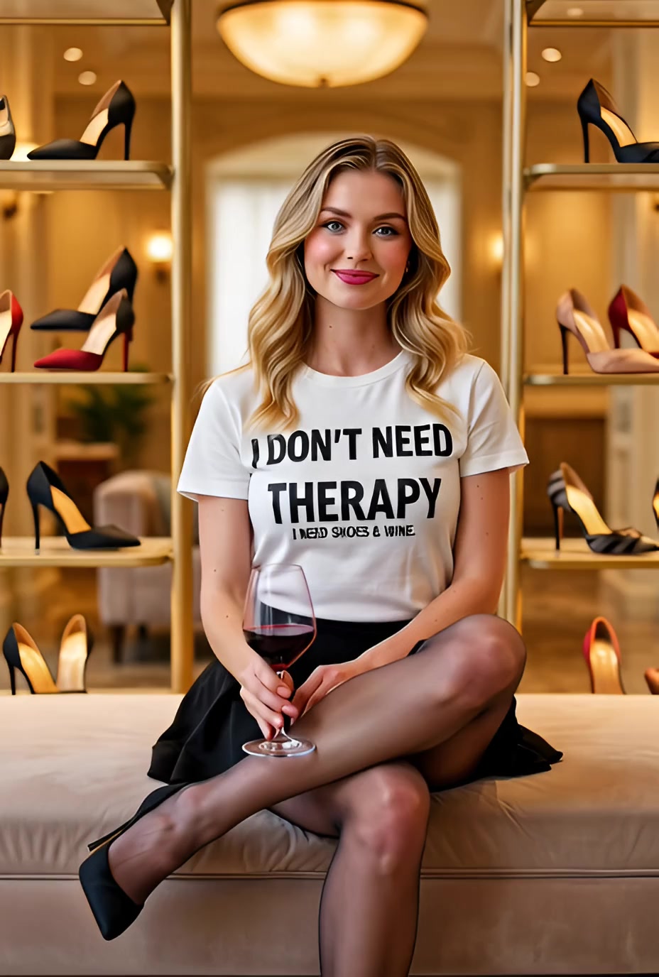 I Don't Need Therapy, I Need Shoes And Wine Funny T Shirt — product video preview