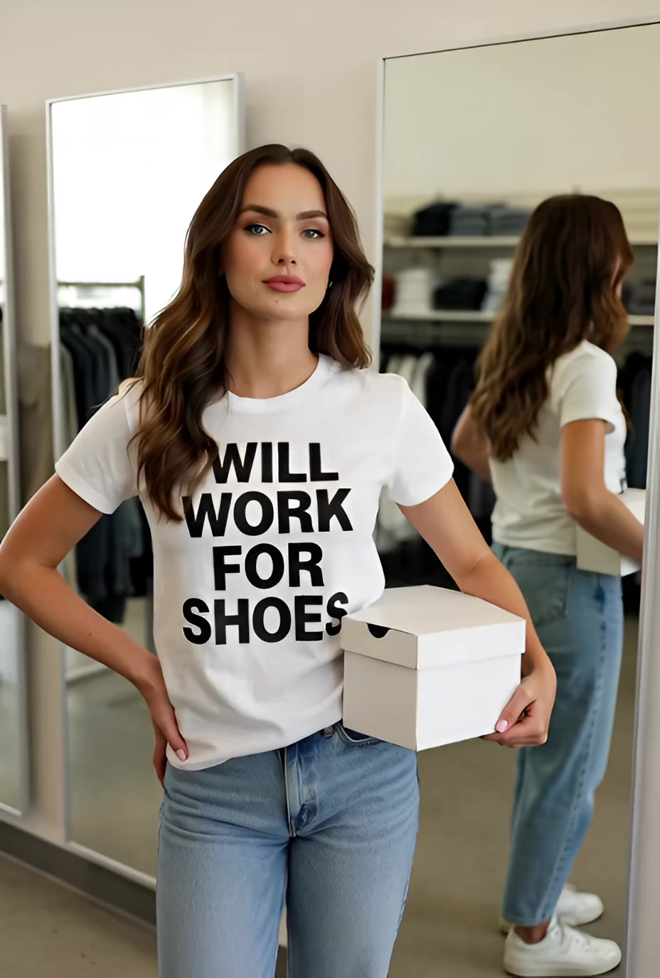 Will Work For Shoes Funny T Shirt — product video preview