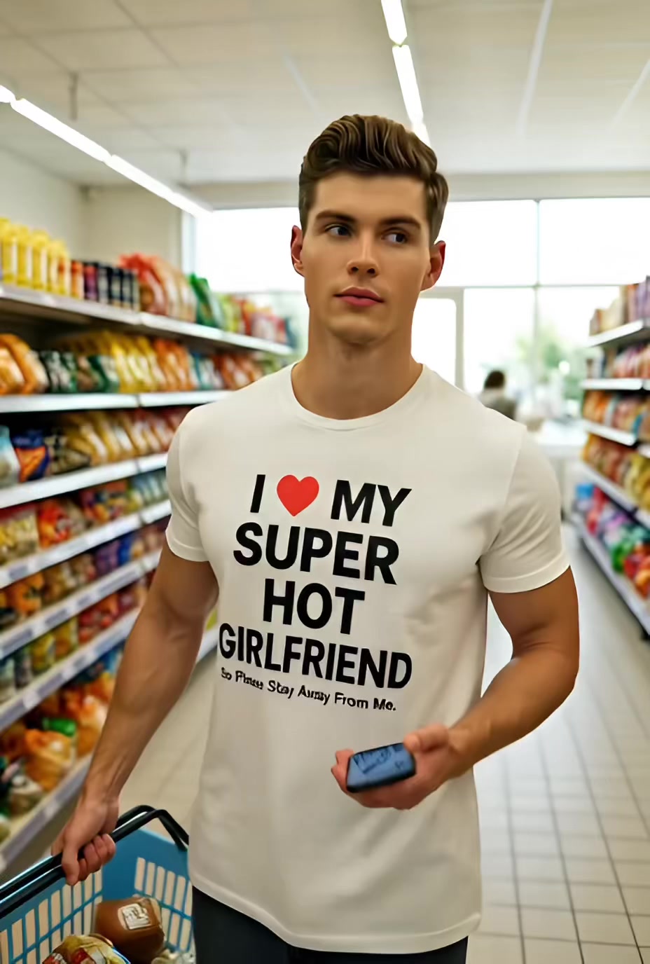 I Heart My Super Hot Girlfriend So Please Stay Away From Me Funny T shirt — product video preview