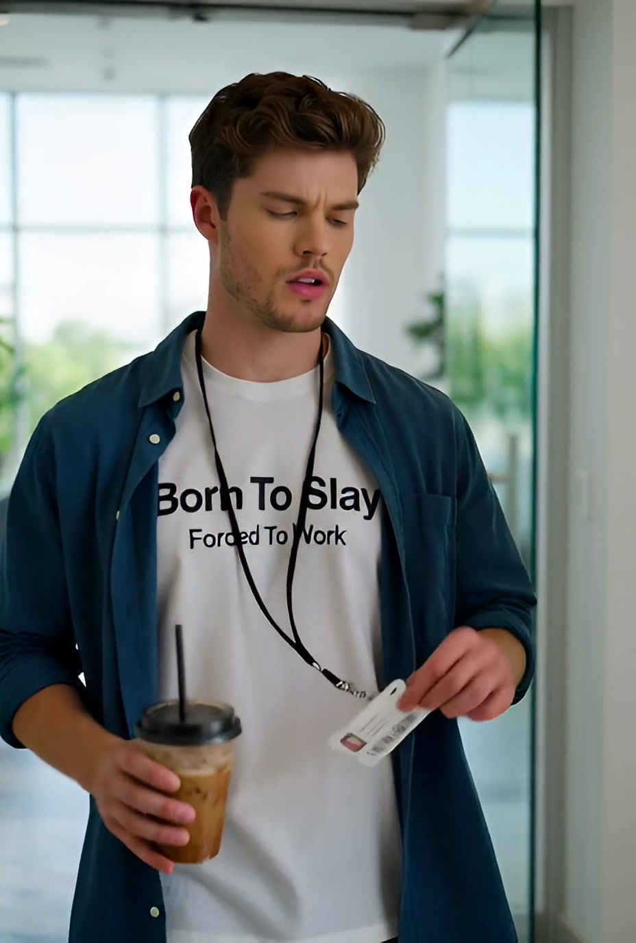 Born To Slay Forced To Work Funny T Shirt — product video preview