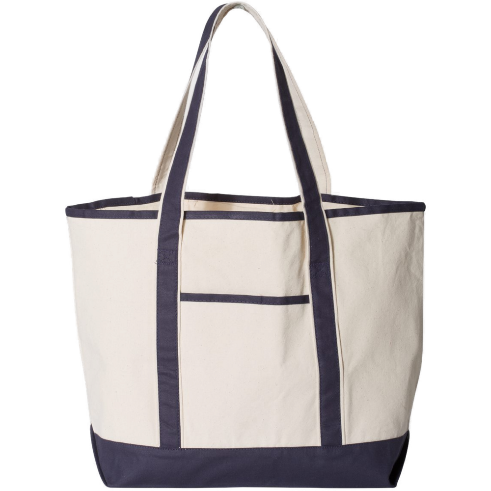 34.6L Large Canvas Deluxe Tote — Natural/ Navy