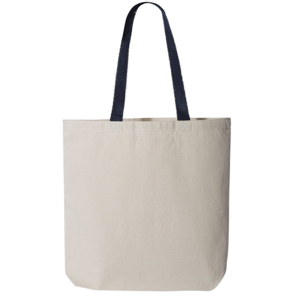 11L Canvas Tote with Contrast-Color Handles — Natural/ Navy