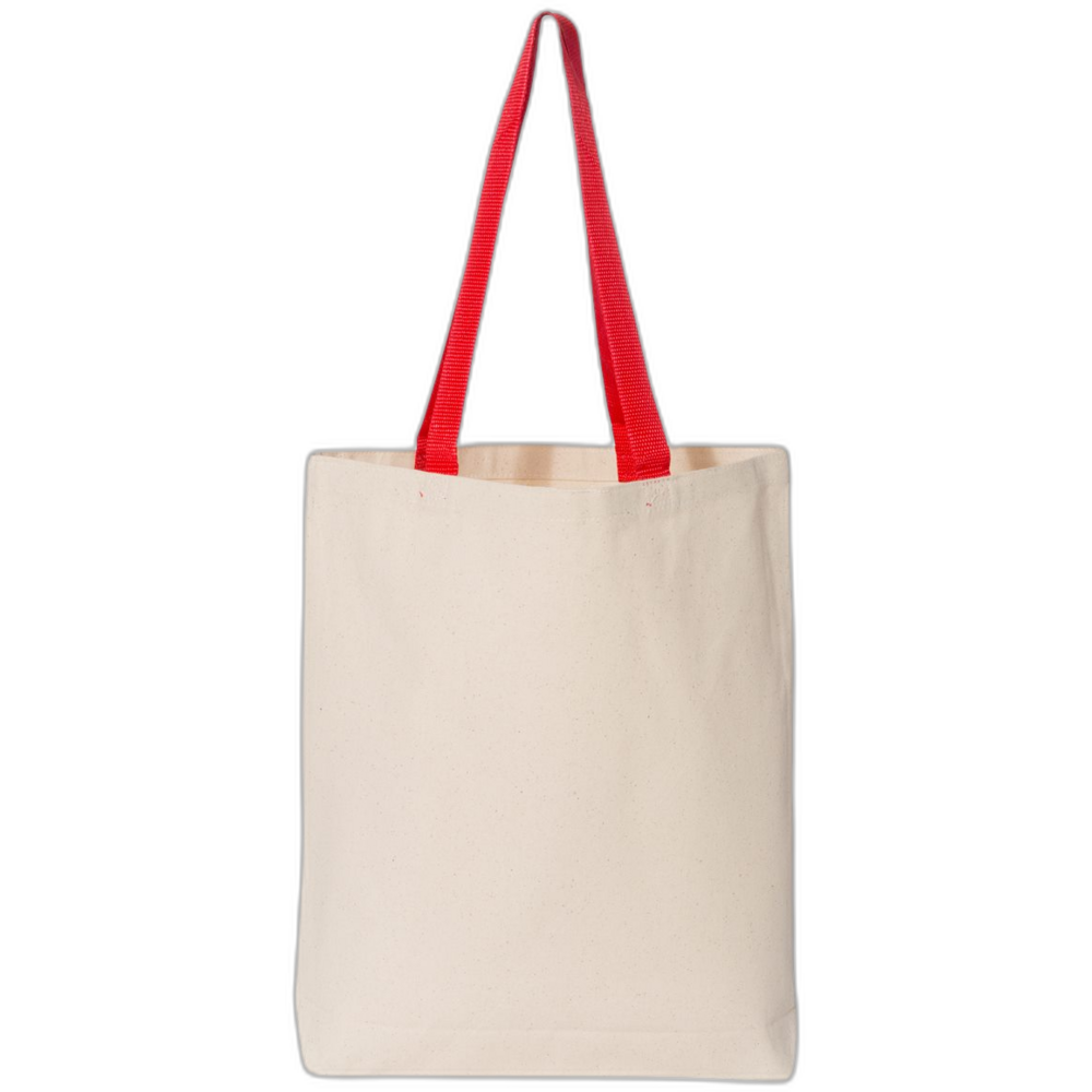 11L Canvas Tote with Contrast-Color Handles — Natural/ Red