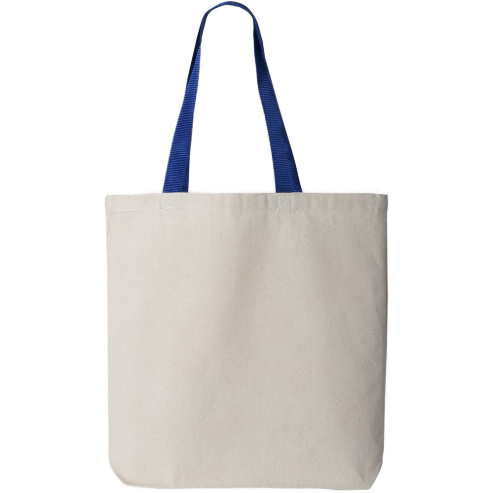 11L Canvas Tote with Contrast-Color Handles — Natural/ Royal