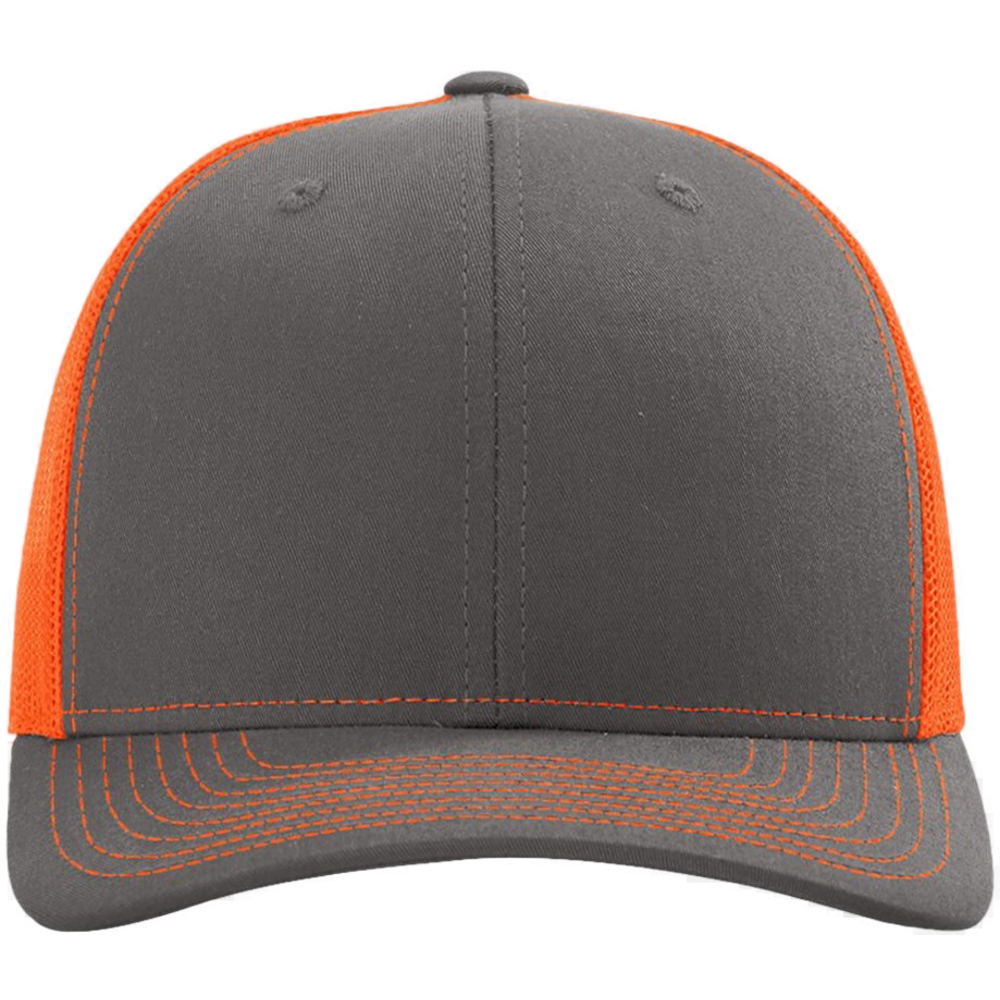 Snapback Trucker Cap — Charcoal/ Neon Orange