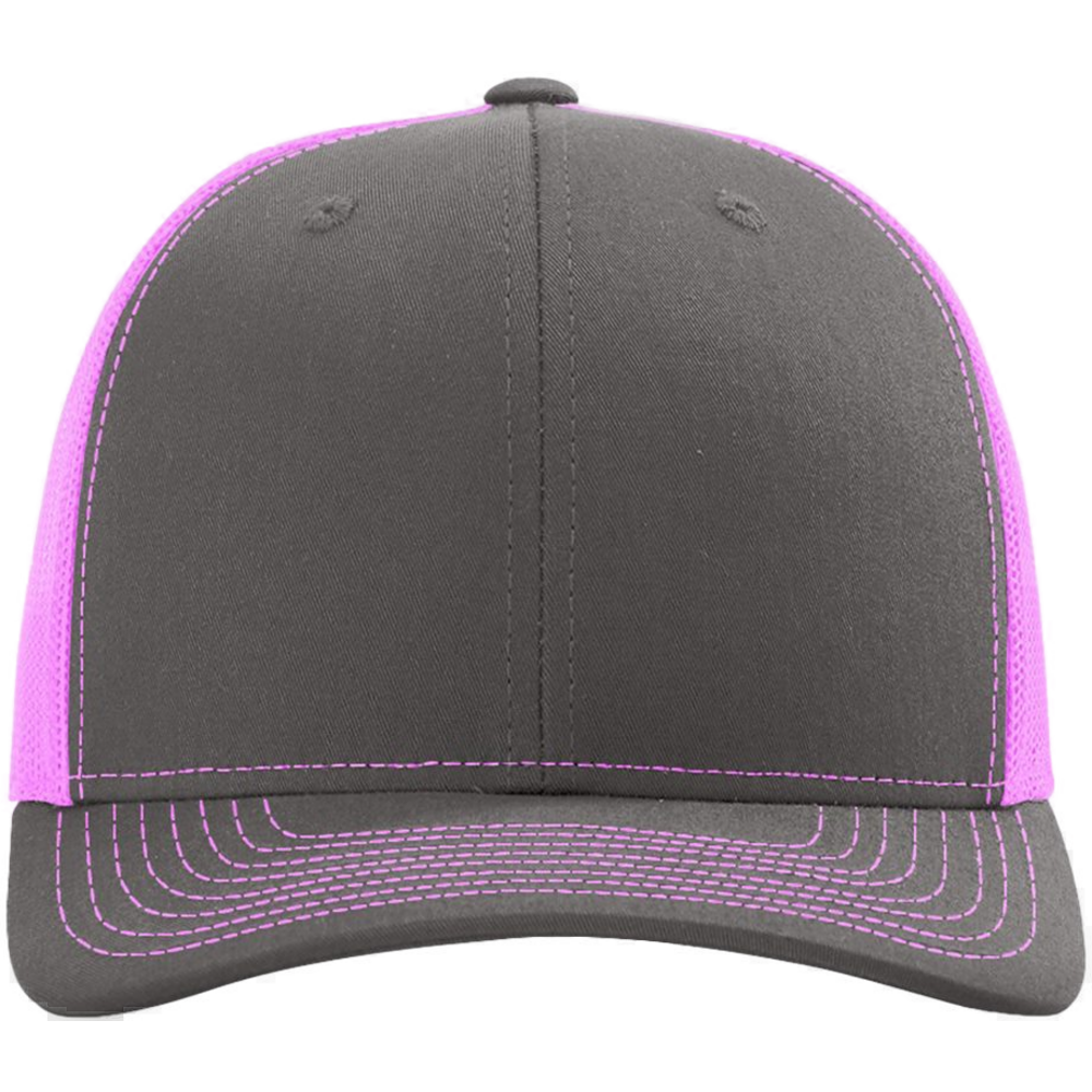 Snapback Trucker Cap — Charcoal/ Neon Pink
