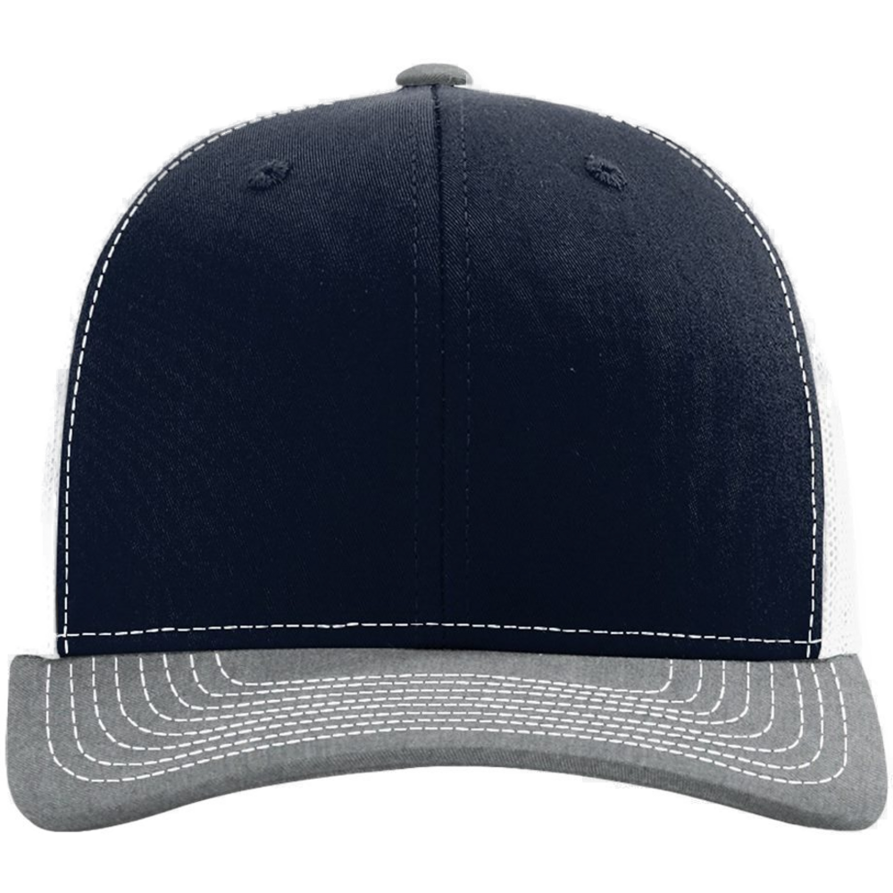 Snapback Trucker Cap — Navy/ White/ Heather Grey