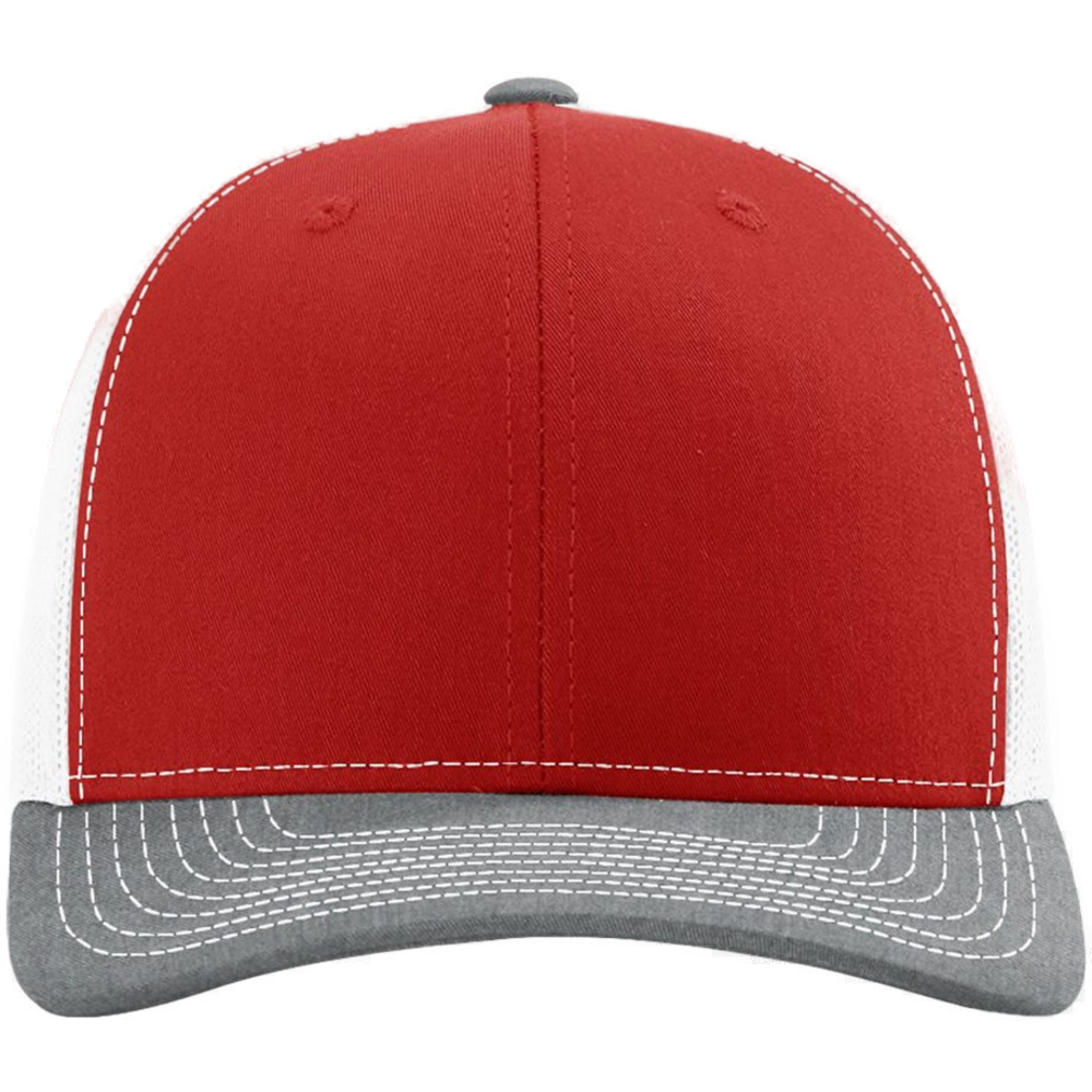 Snapback Trucker Cap — Red/ White/ Heather Grey