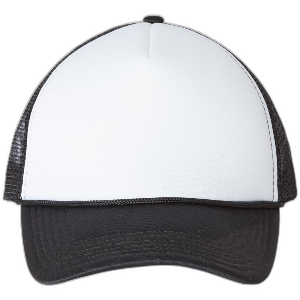 Foam Mesh-Back Trucker Cap — White/ Black