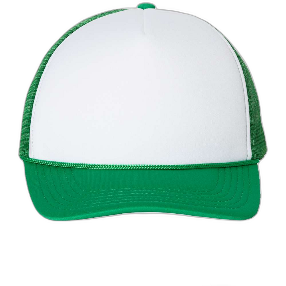 Foam Mesh-Back Trucker Cap — White/ Kelly