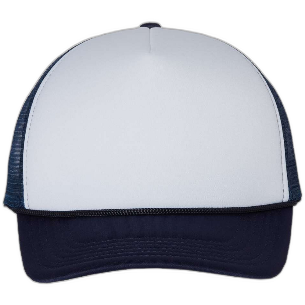 Foam Mesh-Back Trucker Cap — White/ Navy