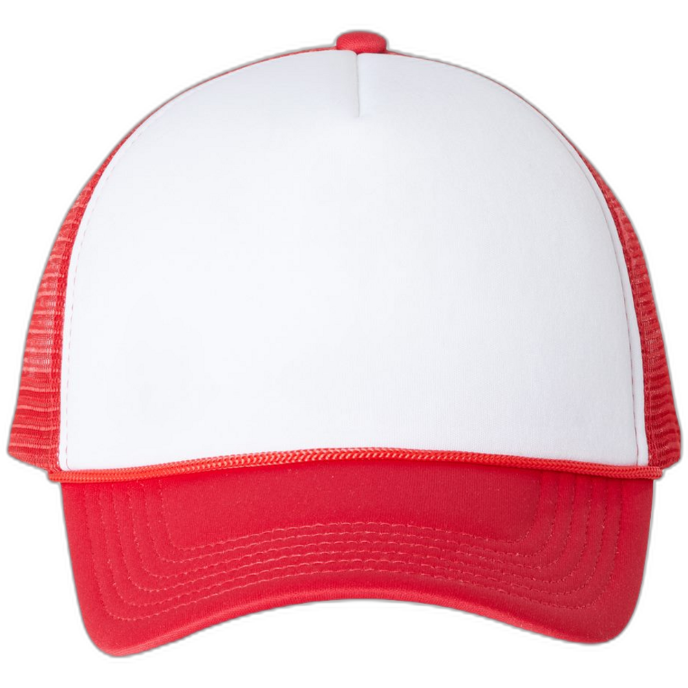 Foam Mesh-Back Trucker Cap — White/ Red