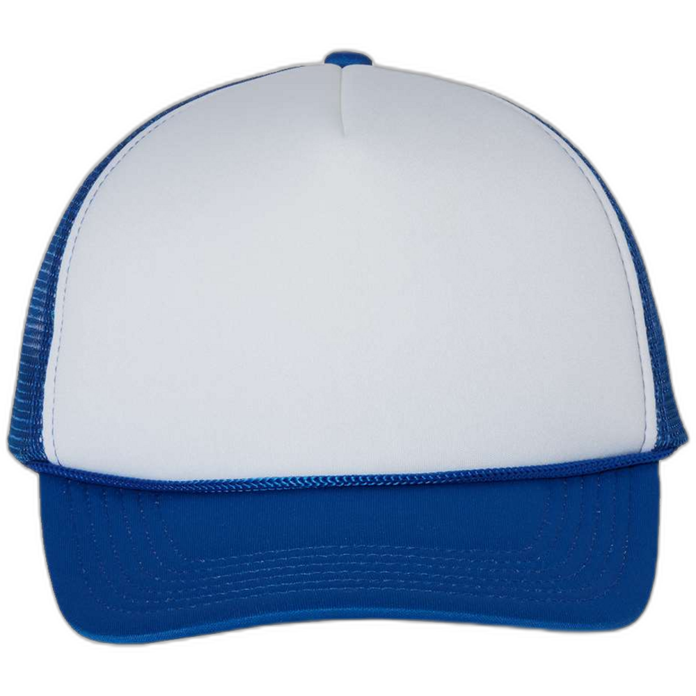 Foam Mesh-Back Trucker Cap — White/ Royal