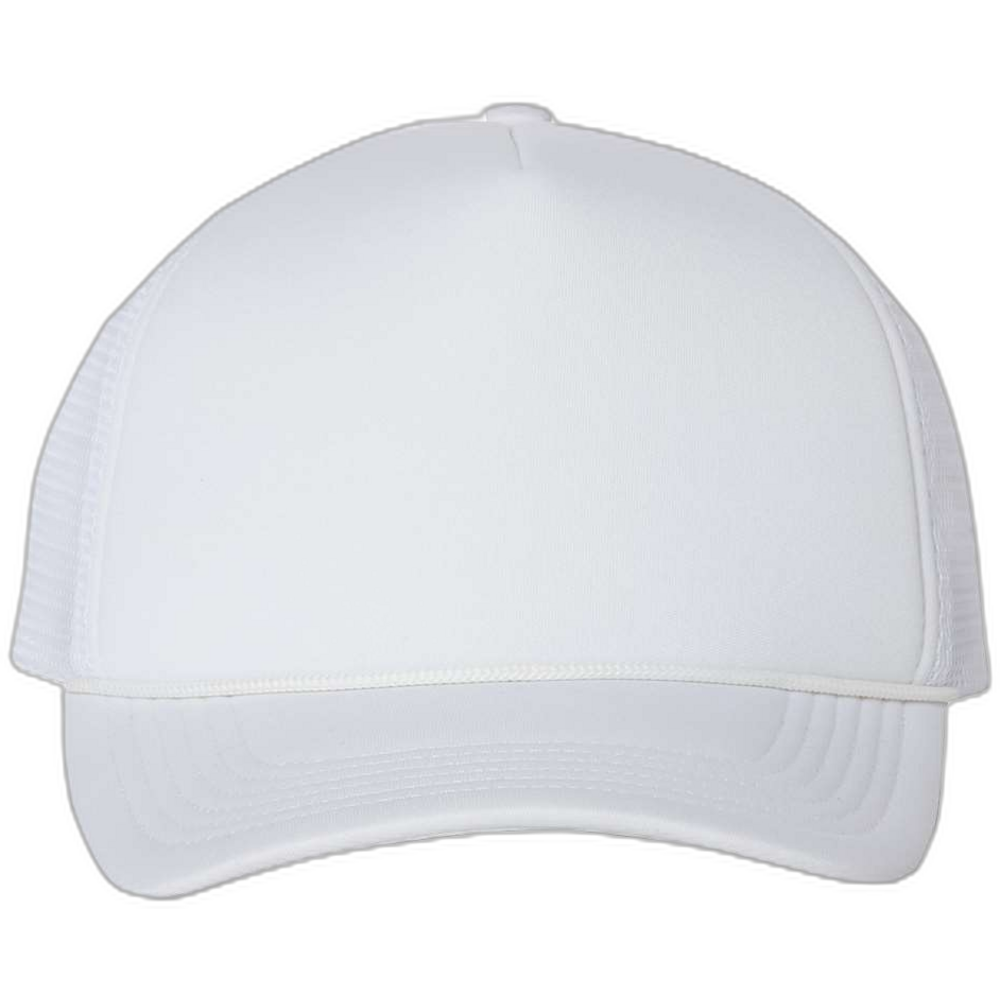 Foam Mesh-Back Trucker Cap — White/ White
