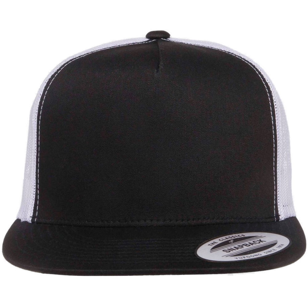 Five-Panel Classic Trucker Cap — Black/ White