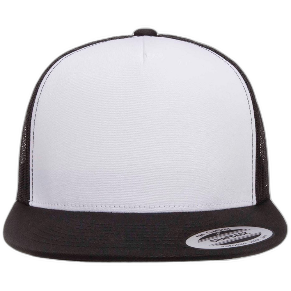 Five-Panel Classic Trucker Cap — Black/ White/ Black