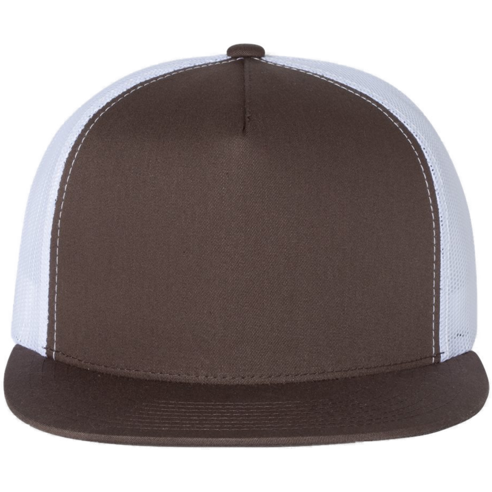 Five-Panel Classic Trucker Cap — Brown/ White