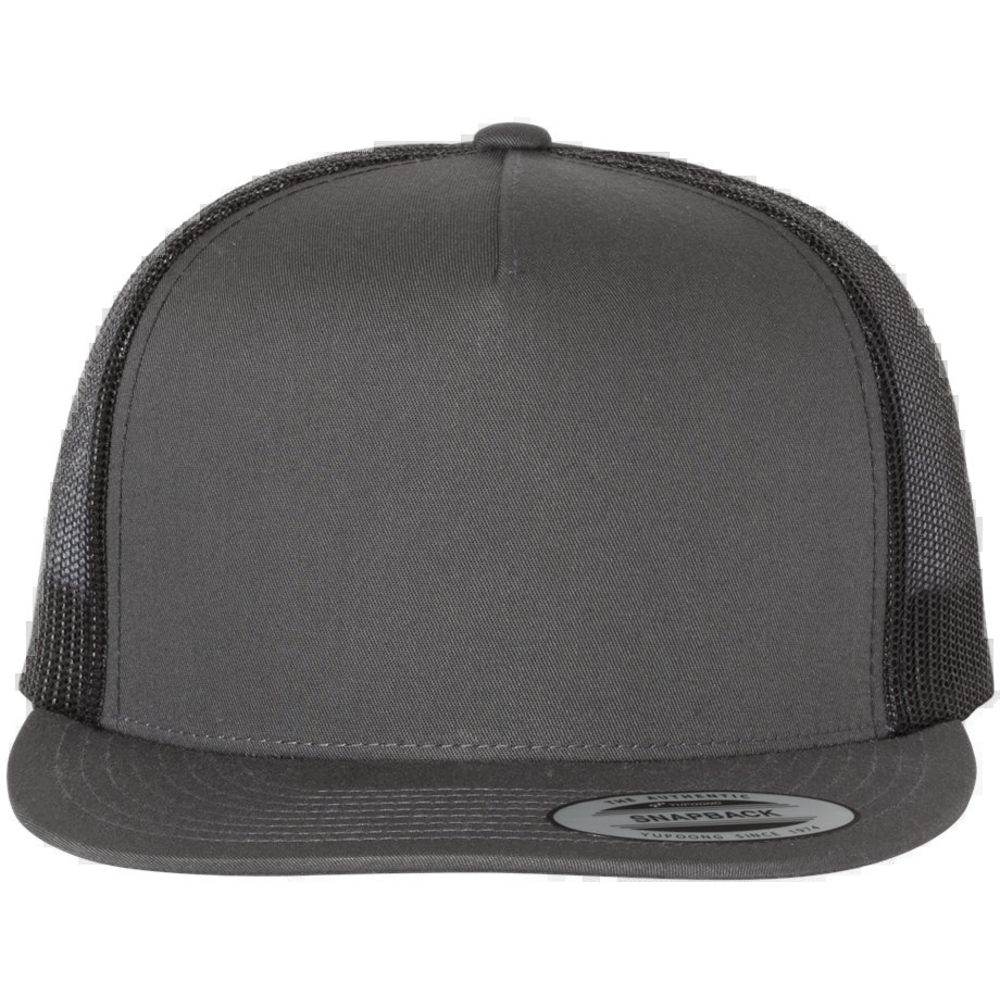Five-Panel Classic Trucker Cap — Charcoal/ Black